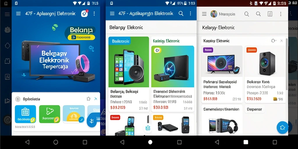 Tampilan antarmuka aplikasi 47F untuk belanja elektronik yang menarik.