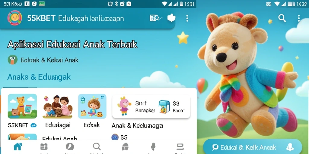 Tampilan antarmuka aplikasi 55KBET yang menarik untuk anak-anak.