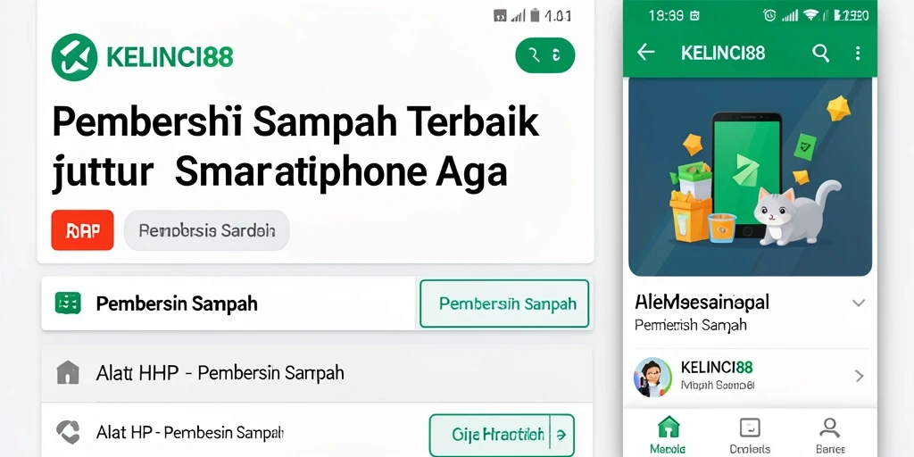 Antarmuka aplikasi KELINCI88 yang menampilkan fungsi Pembersih Sampah.