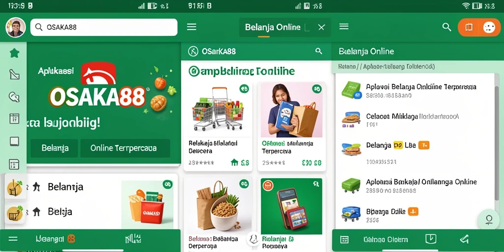 Tampilan antarmuka aplikasi OSAKA88 untuk belanja online.