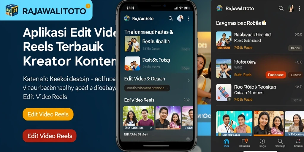 Antarmuka aplikasi RAJAWALITOTO untuk Edit Video Reels yang modern.