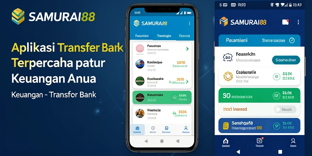 Tampilan antarmuka aplikasi Transfer Bank SAMURAI88 yang modern dan user-friendly.