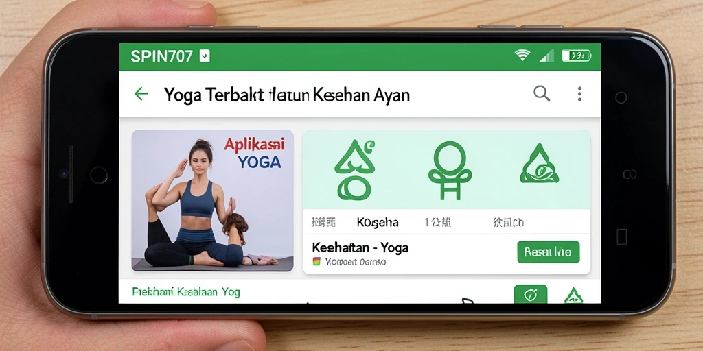 Antarmuka aplikasi SPIN707 yang menampilkan sesi yoga yang menarik.
