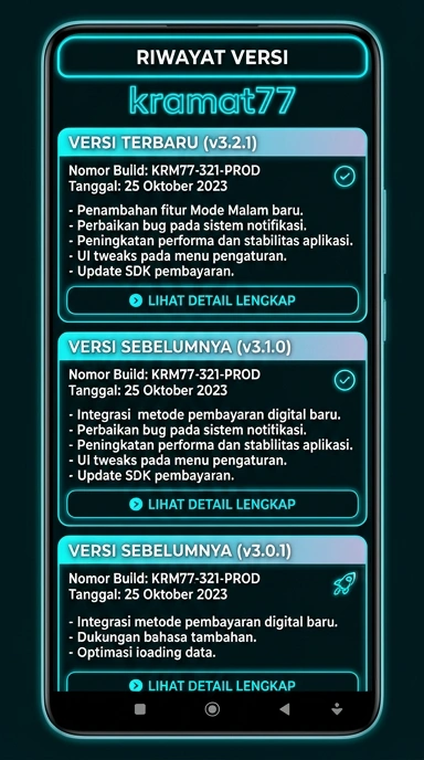 Riwayat Versi kramat77 untuk Android